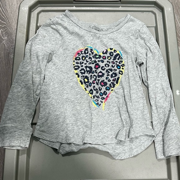 Gray Long Sleeve Kids Tee with Colorful Heart - Picture 1 of 3